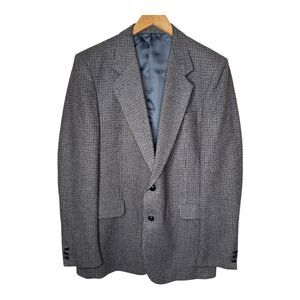 Vintage Scottish Lambswool Tweed Sport Coat Gun Club Check Blazer Mens 42 L